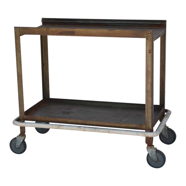 1950s Sturdy Industrial Bar Cart On Wheels Chairish