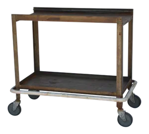 1950s Sturdy Industrial Bar Cart on Wheels