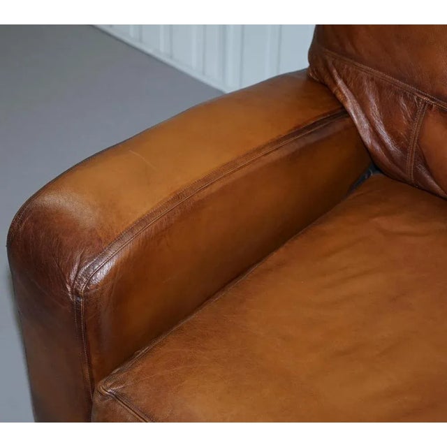 Vintage Cigar Brown Leather Sofa For Sale - Image 9 of 15