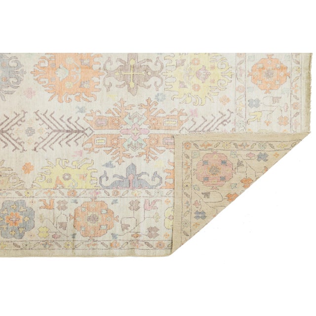 Modern Pastel Modern Oushak Style Hand-Knotted Wool Area Rug 10x13 For Sale - Image 3 of 11