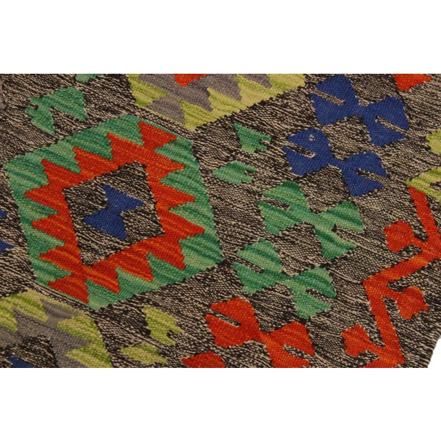 Tribal Kilim Brown/Orange Hand-Woven Wool Rug- 2'7 X 4'2 For Sale - Image 4 of 8