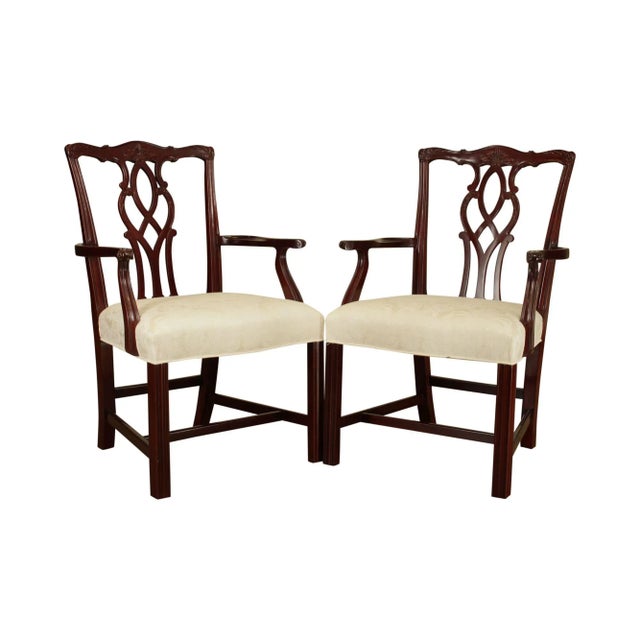 Kindel Chippendale Style Mahogany Armchairs - a Pair For Sale - Image 13 of 13