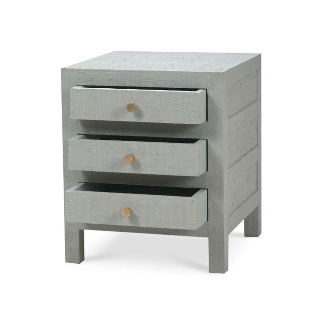 Contemporary Pale Blue Raffia Bedside Table For Sale - Image 3 of 7