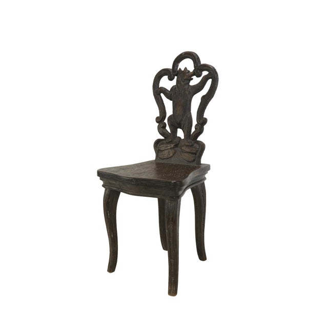 A Classic Late 19th-Century Swiss Brienz "Black Forest" Style Carved Bear Chair. For Sale - Image 4 of 12