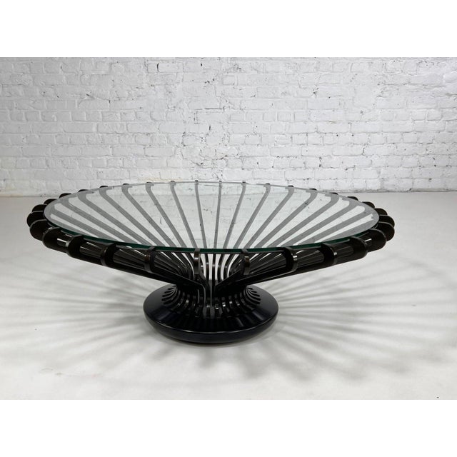 Round Metal and Glass Coffee Table For Sale - Image 9 of 9