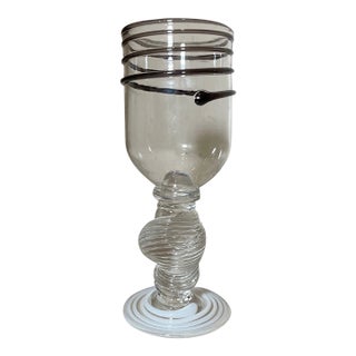 Vintage Hand Blown Art Glass 5th Street Studio Glass Ltd. Wine Glass Goblet Cup For Sale