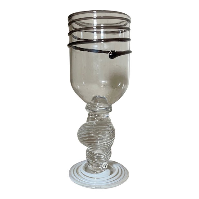 Vintage Hand Blown Art Glass 5th Street Studio Glass Ltd. Wine Glass Goblet Cup For Sale