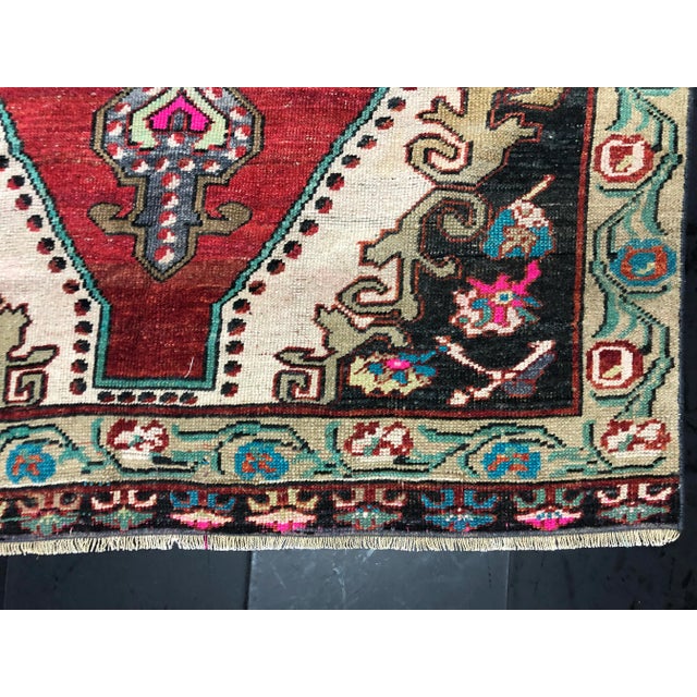 Textile Turkish Handmade Boho Red Medallion Design Large Runner Rug - 4′4″ × 11′6″ For Sale - Image 7 of 11