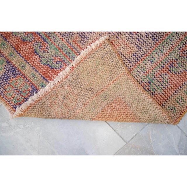 Faded Colors Runner Rug Low Pile Distressed Oushak Runner Rug - 2'11" X 11'10" For Sale - Image 11 of 11