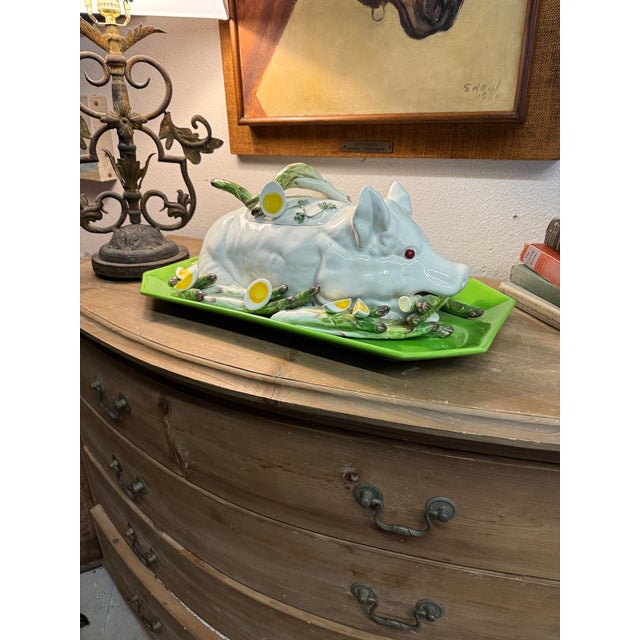 Ceramic Vintage Italian Majolica Pig-Form Soup Tureen For Sale - Image 9 of 12