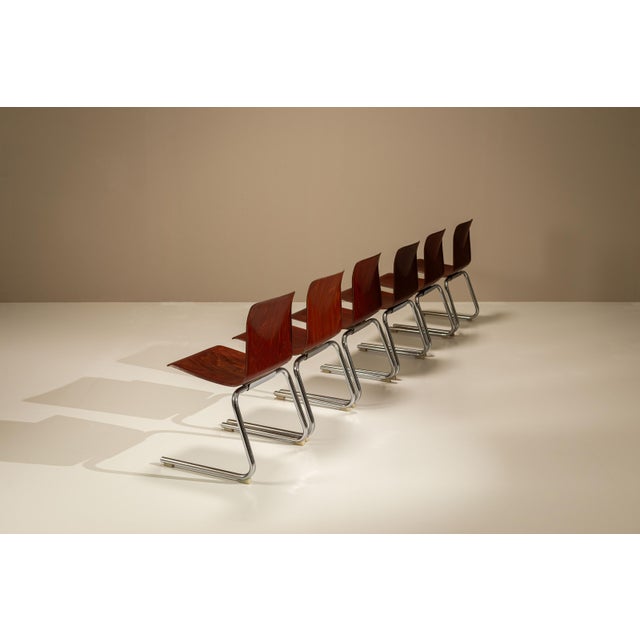 Mid-Century Modern Stackable Chairs in the style of Pagholz, 1960s, Set of 6 For Sale - Image 3 of 10