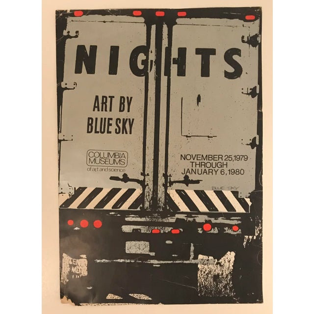 Exhibition poster for "Nights" a retrospective by pop and multimedia artist Blue Sky (born 1938) of Columbia, SC. Blue Sky...