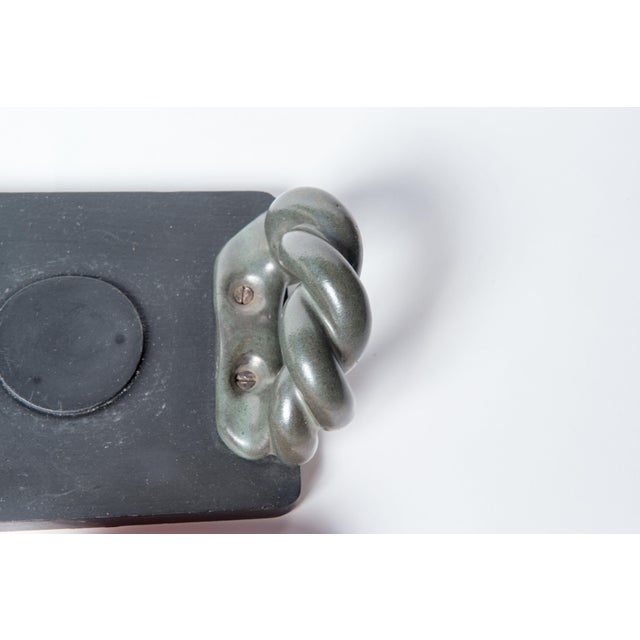 Wood 1950s French Organic Modern Serving Tray in Ceramic & Wood For Sale - Image 7 of 13