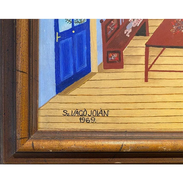 1969 Oil Painting by Sz Vago Jolan. Canvas 24"w x 18.5"h - Framed 29"w x 1.5"d x 22"h. This is an absolutely fascinating...