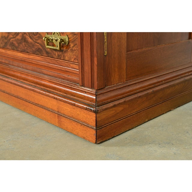 Herter Brothers Style Antique Eastlake Victorian Carved Walnut and Burl Wood Highboy Dresser, Circa 1880s For Sale - Image 13 of 17