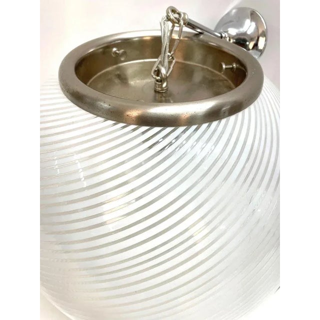 Mid-Century White and Crystal Murano Glass Reticello Light by Mario Botta for Venini, 1970s For Sale - Image 15 of 18