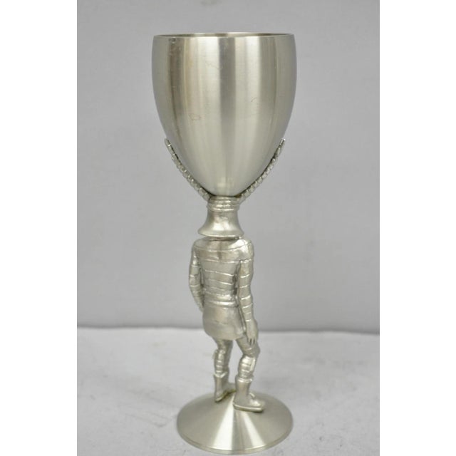 Silver Vintage Royal Order of Jesters Figural Pewter Metal Mirth Is King Award Goblet For Sale - Image 8 of 14