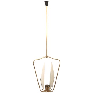 Mid-Century Brass & Glass Pendant Light For Sale