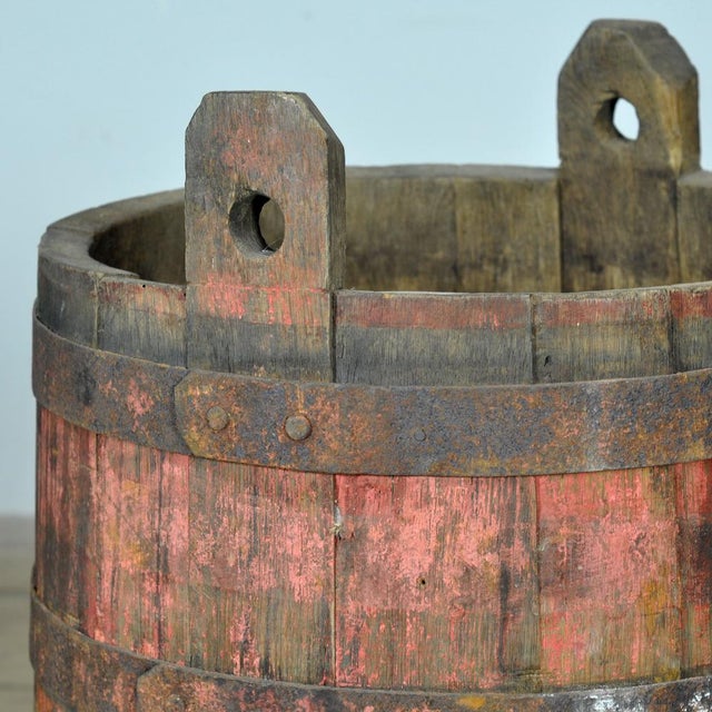 Industrial Antique Oak Storage Barrel, 1910 For Sale - Image 3 of 8