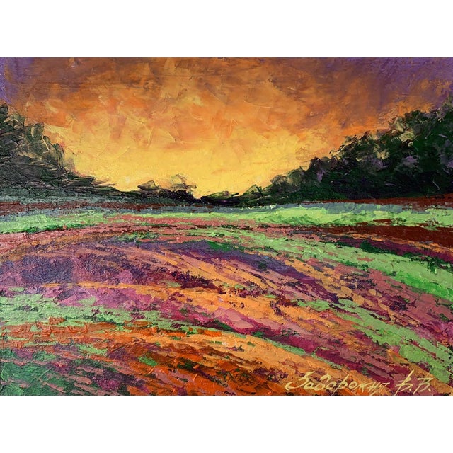 Oil Painting Sunset Behind the Forest v. Zadorozhnya For Sale
