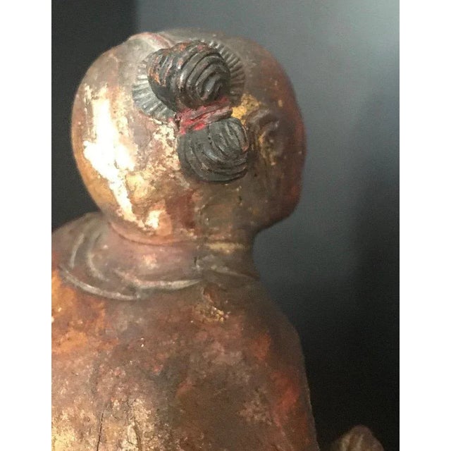 Mid 19th Century Antique Chinese Wood Carved Daoist Figurine For Sale - Image 4 of 13