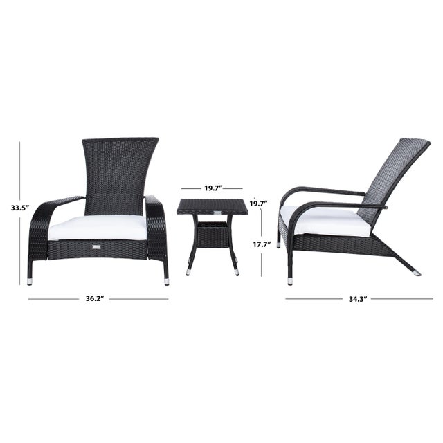 Contemporary Edna 3-Piece Lounge Set, Black/White Cushion For Sale - Image 3 of 9