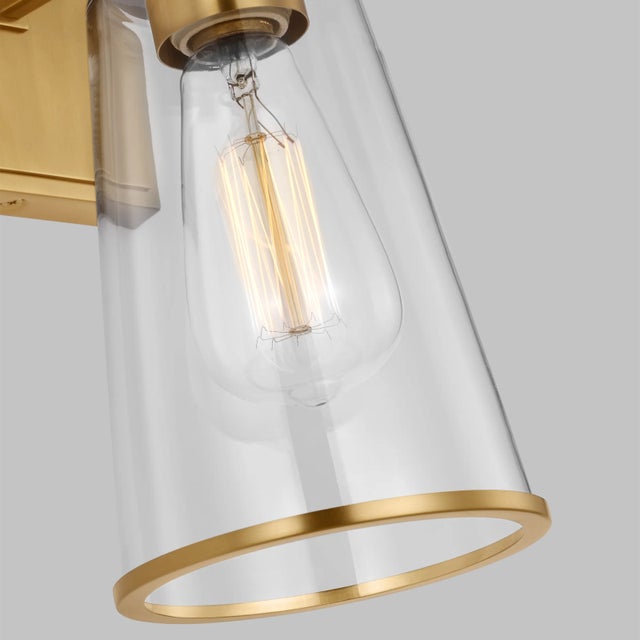 Chapman & Myers by Visual Comfort Studio Alessa 2-Light Bath Vanity Linear Sconce in Burnished Brass For Sale In Greenville, SC - Image 6 of 9