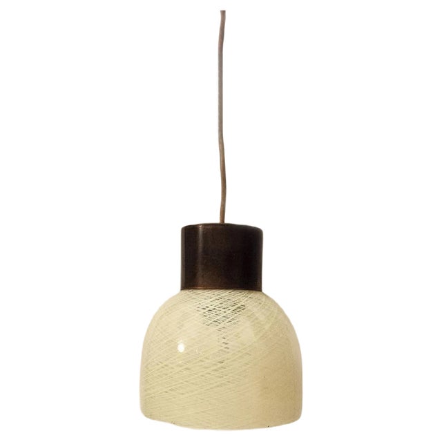 Murano Glass & Brass Ceiling Lamps by Carlo Scarpa for Venini, 1950s, Set of 2 For Sale