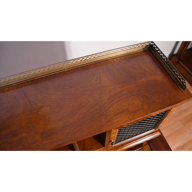 1930s Wieman Hepplewhite Style Leather Top Mahogany Inlaid Writing Desk With Bookcase For Sale - Image 14 of 18