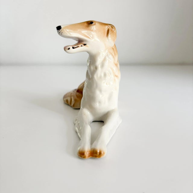 Mid-Century Modern 1950s Vintage Royal Dux Borzoi Wolfhound Porcelain Canine Decorative Figurine For Sale - Image 3 of 9