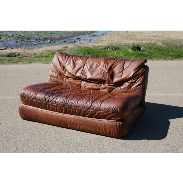 Vintage Convertible Leather Sofa, 1970s For Sale - Image 12 of 18