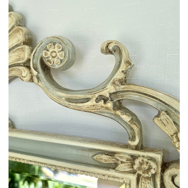 Late 20th Century Stunning Vintage Swedish Gustavian Louis XVI Style Pale Blue and Parcel Gilt Wall Mirror - Newly Painted For Sale - Image 5 of 12