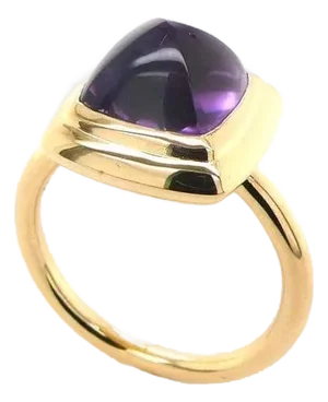 Amethyst Sugarloaf Cabochon Mountain Pyramid Cone Cocktail Statement Solitaire 1, Size 7