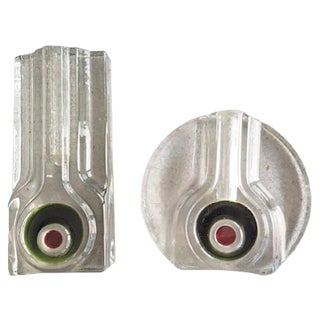 Op Art Glass Vases by H. Düsterhaus for Walther, 1960s, Set of 2 For Sale