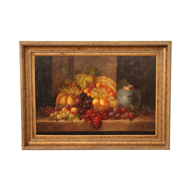 Baroque Style Fruit Still Life Original Oil Painting, Signed Bianchi For Sale - Image 13 of 13