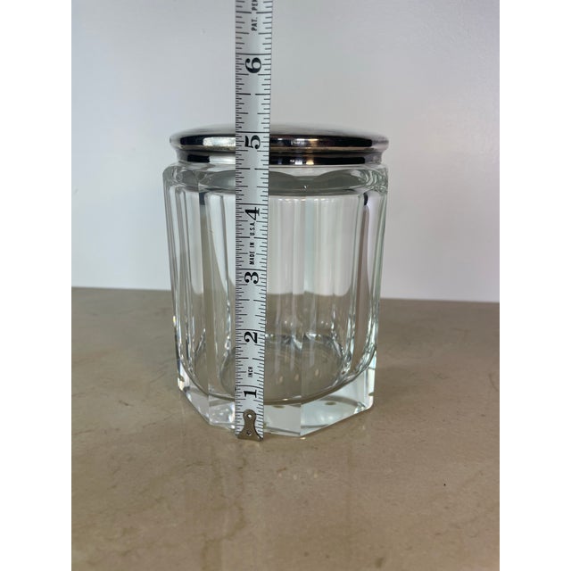Vintage Plata Lappas Faceted Crystal Jar With Silverplate Lid, Argentina For Sale - Image 9 of 9