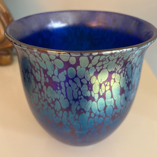 Beautiful example of Johann Loetz bohemian art glass with the distinctive “oil spot” decorative pattern Loetz is known for...