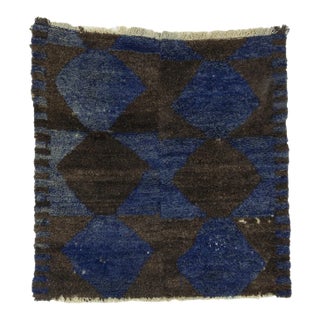Blue & Dark Gray Vintage Tulu Rug For Sale