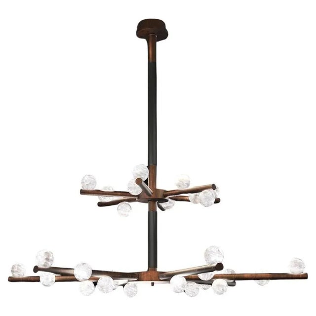 Contemporary Demetra Ruggine of Florence Metal Double Chandelier by Alabastro Italiano For Sale - Image 3 of 3