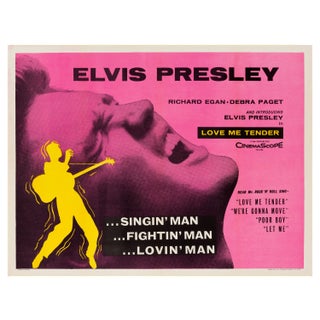 Elvis Presley "Love Me Tender" Original Vintage British Quad Movie Poster, 1956 For Sale