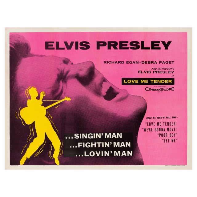 Elvis Presley "Love Me Tender" Original Vintage British Quad Movie Poster, 1956 For Sale