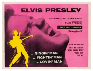 Elvis Presley "Love Me Tender" Original Vintage British Quad Movie Poster, 1956