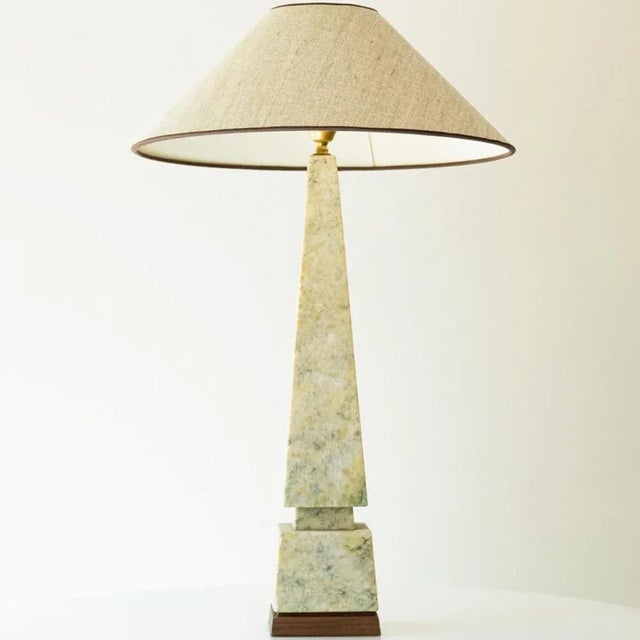Marble Table Lamp with Beige Silk Lampshade attributed to R. Houben, 1970s For Sale - Image 3 of 10
