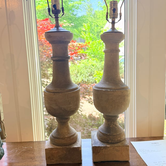 Pair 19th C. French Terracotta Baluster Lamps From Marston Luce For Sale - Image 4 of 7