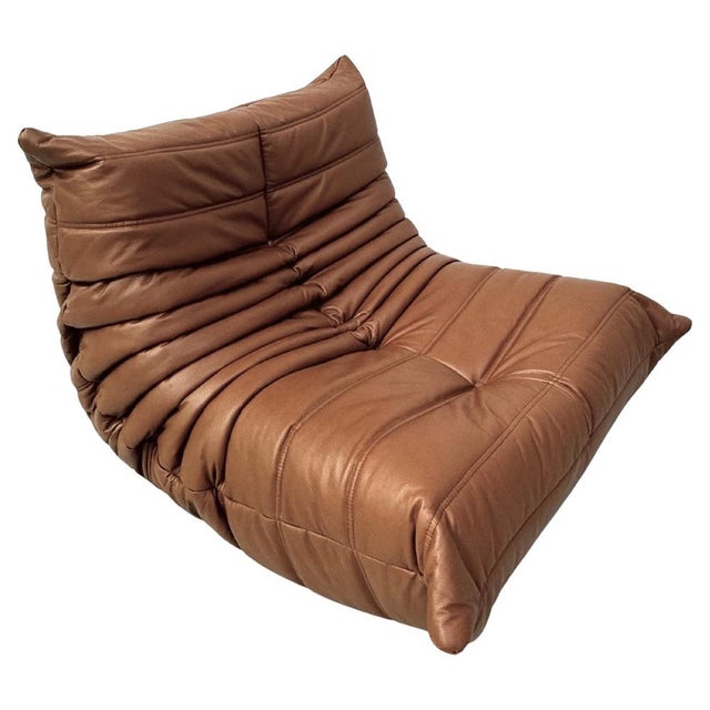 French Togo Lounge Chair in Brown Leather by Michel Ducaroy for Ligne Roset For Sale - Image 9 of 12