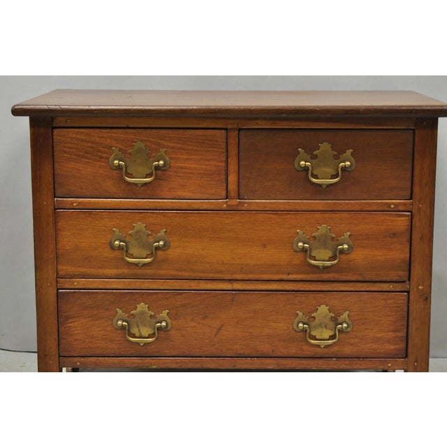 Early 20th Century Antique Walnut Miniature Salesman Sample Small Chippendale Chest of Drawers For Sale - Image 5 of 16