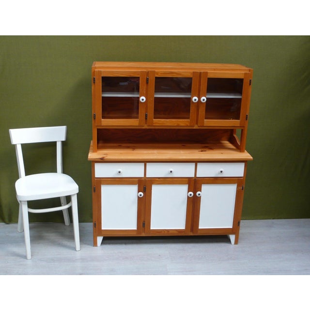 Little Kitchen Hutch Cottage Deko Hutch Natural Wood and White, 1960s For Sale - Image 4 of 5