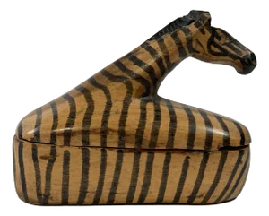 Vintage Hand-Carved Zebra Lidded Trinket Box