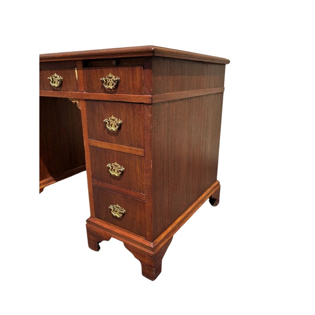 Traditional Antique Mahogany Kneehole Desk For Sale - Image 3 of 5