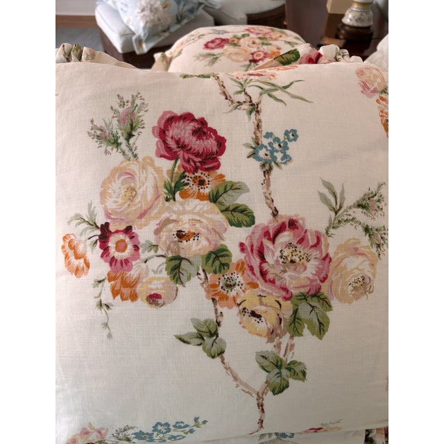 1990s Set of Three Lee Jofa Weston Floral Linen Pillows For Sale - Image 6 of 10